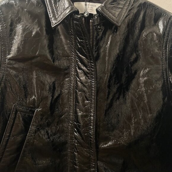 One Teaspoon Rich BLACK OUT Patent Leather Lined Zip Shimmer Short JACKET NWT - Picture 7 of 16